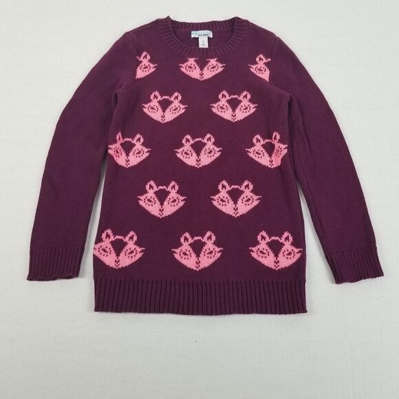 Old Navy Long Sleeve Purple Fox Head‎ Sweater - Picture 1 of 1